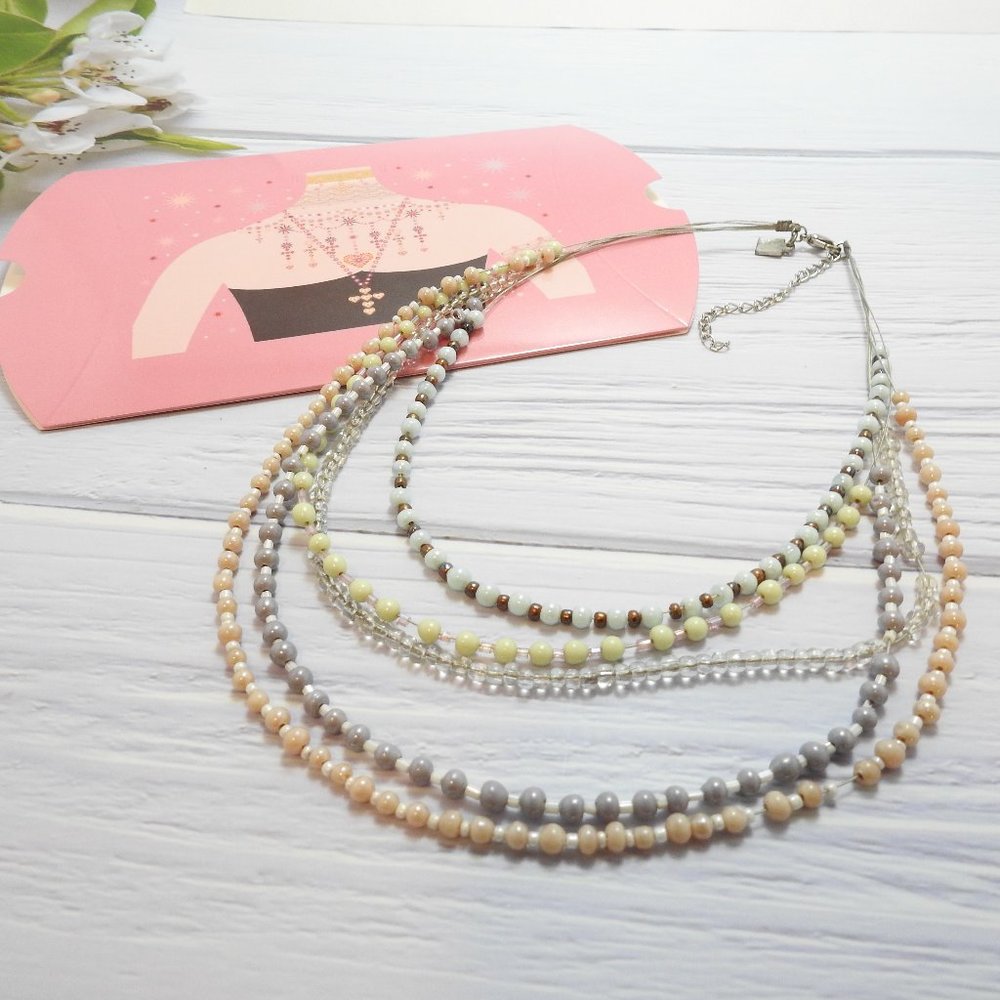 Glass bead Multi Layer Necklace Artisan New Wire